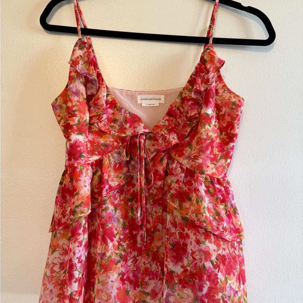 Lovers + Friends Pink and Red Floral Top